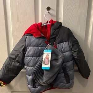 Snozu Kids Gray and Red Jacket with Hat